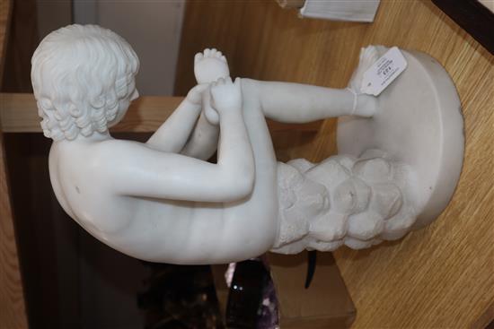 After the Antique, a white marble figure of The Spinario (Boy with Thorn), H 37cm